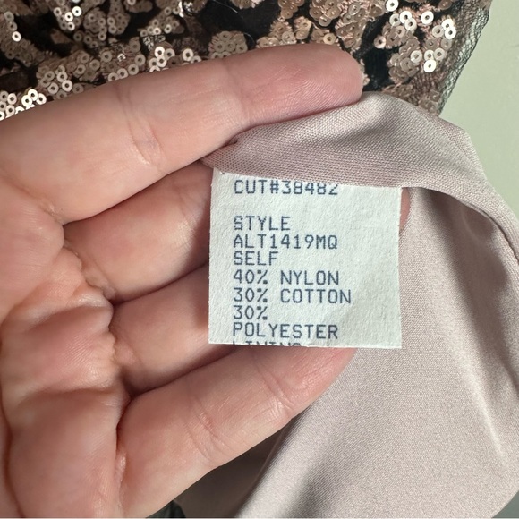 Tadashi Shoji Dir Black Metallic Embroidery Sequin Sheer Illusion Dress NWT 20Q - Picture 11 of 16